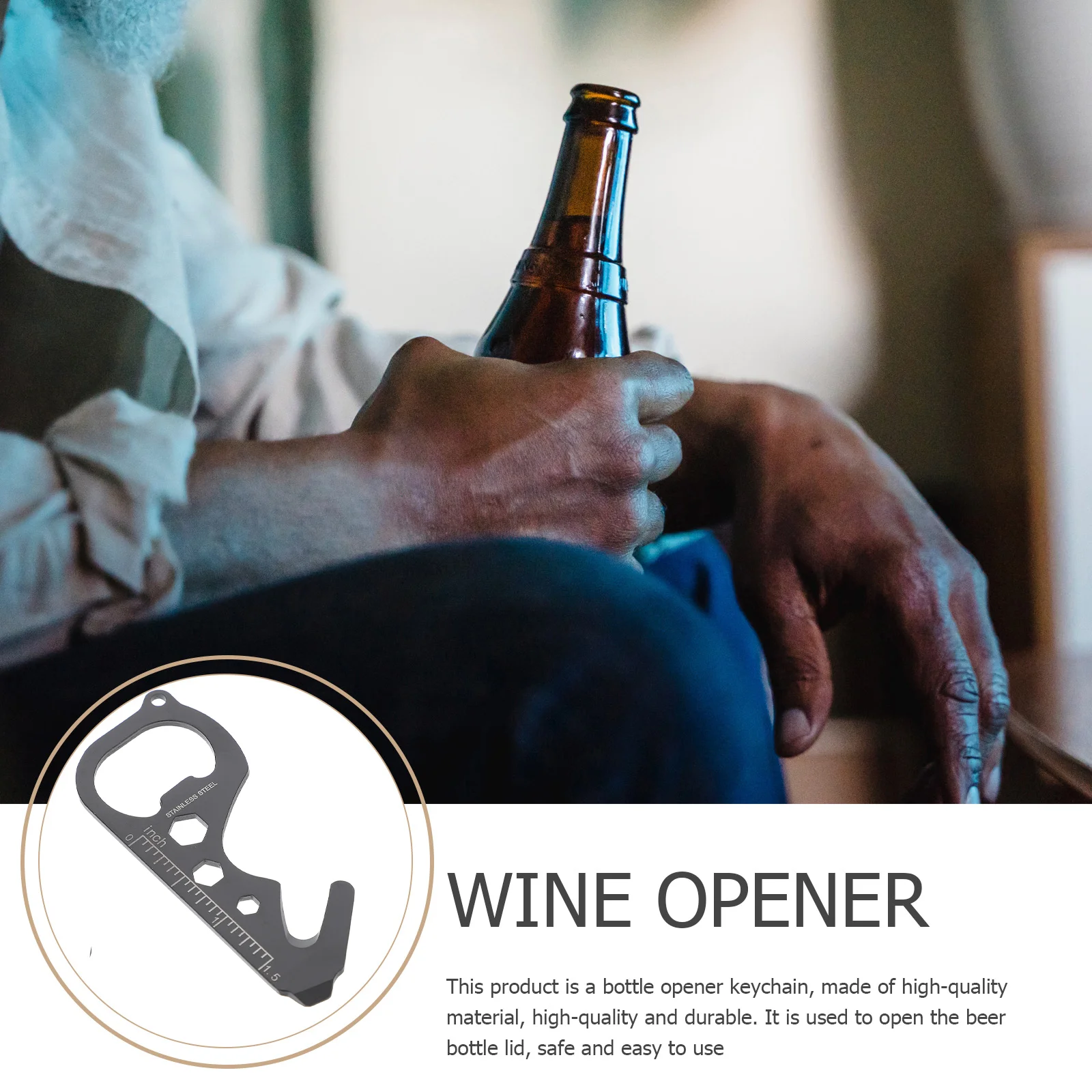 

1 шт. ручной инструмент, прочный безопасный хороший Открыватель для бутылок, многофункциональный инструмент, брелок для ключей для дома и ул...