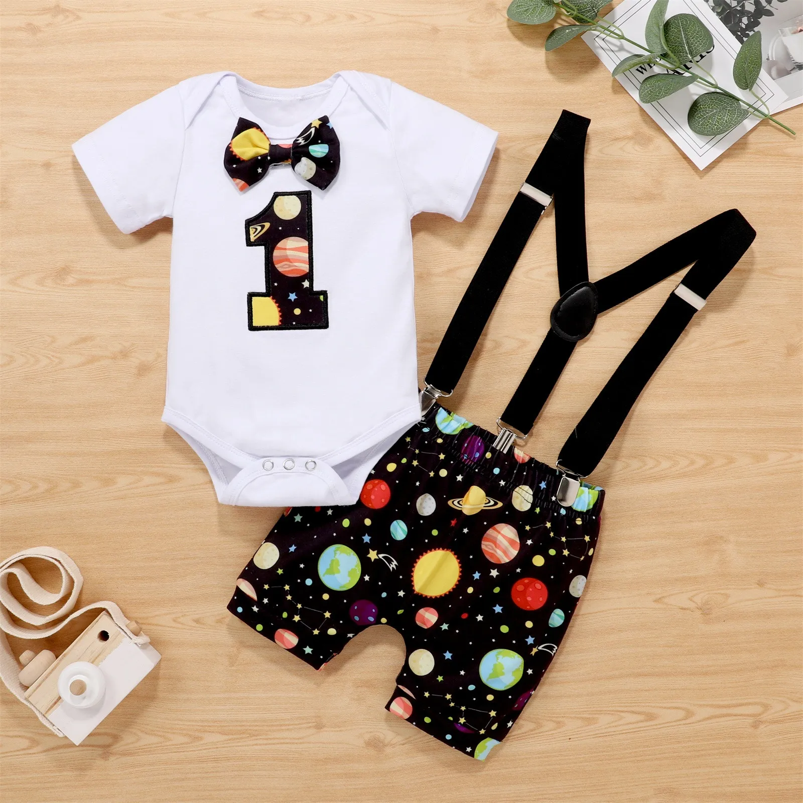 

Kids Infant Boy One 1st Birthday Outfits Clothes Short Sleeve Bow Tie Romper Shorts Pants Boys Black Outfit Size 7t Boys Clothes