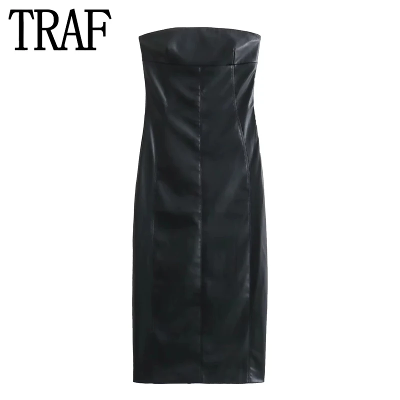 

Женское платье-корсет из искусственной кожи, с открытыми плечами