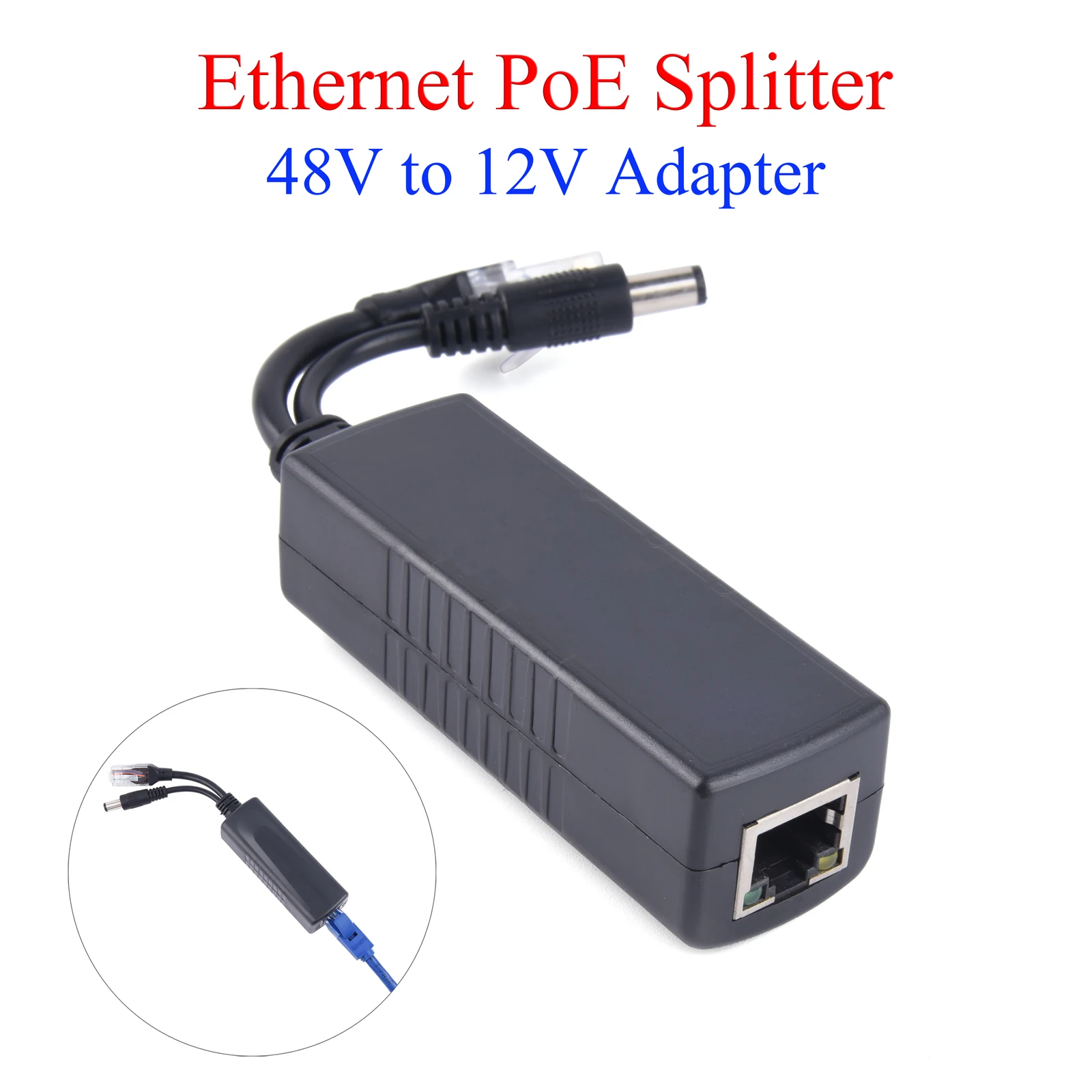 

48V to 12V POE Splitter 10/100M IEEE802.3af/at Standard Ethernet Connectors Adapter Power Supply Module Cable For IP Camera