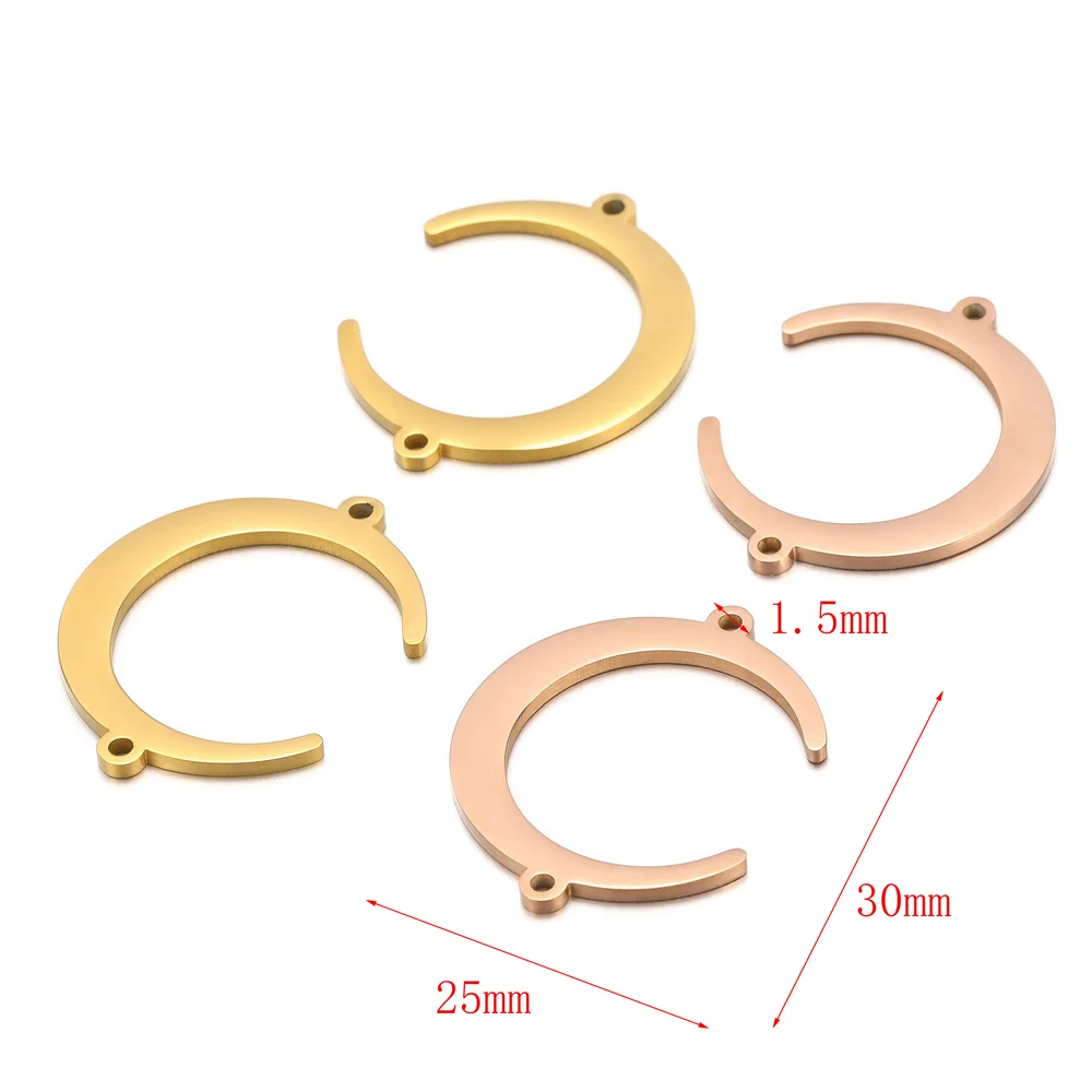 5PCS/lot Stainless Steel Moon Charms Pendants for Jewelry Making DIY Necklace Bracelet Moon Pendants Handmade Accessories