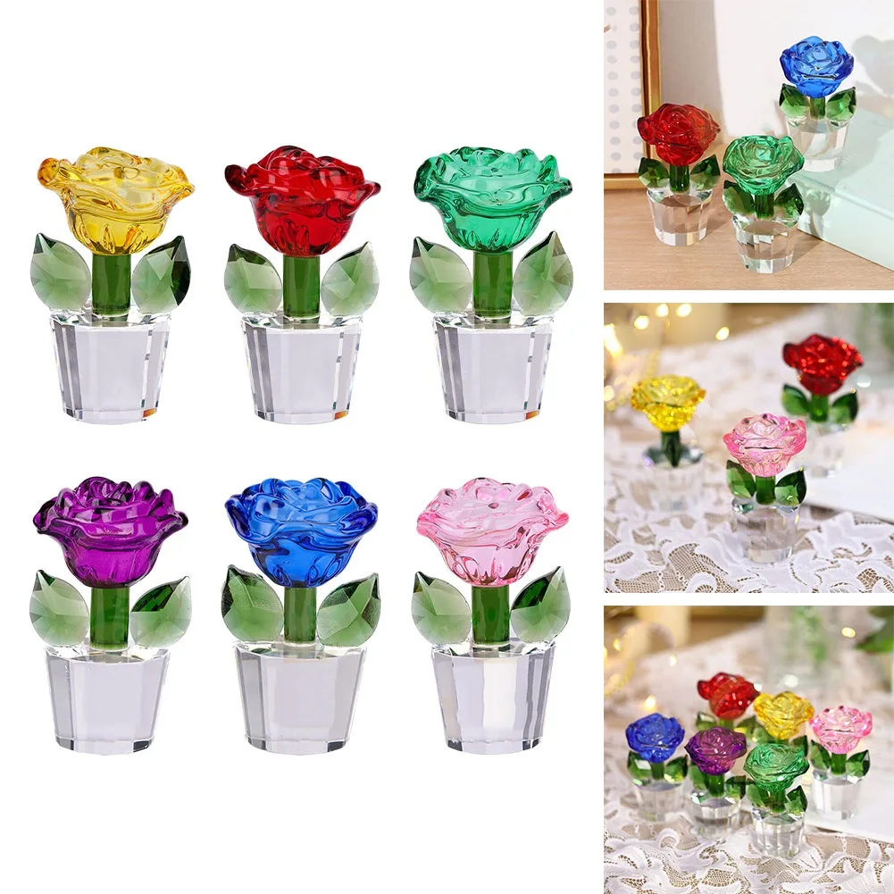 

1pcs Crystal Rose Ornament Wedding Anniversary Anniversary Ornament Valentine's Day Ornament Packaged In Gift Box