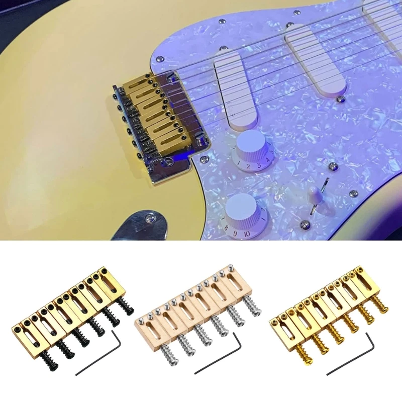 

6Pcs 10.5mm Electric Guitar Set Tremolo Bridge Saddle Brass Flat Top Saddles Set