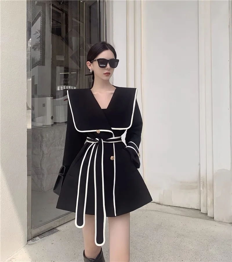 

Вязаный женский осенне-зимний свободный свитер с воротником темно-синего цвета, новинка 2021, модный серый 22