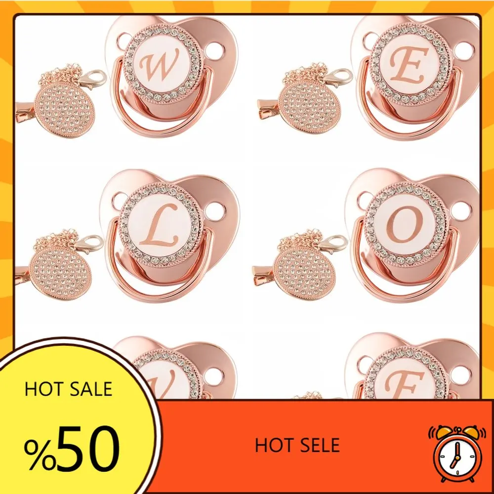 

26 Name Initial Letters Baby Pacifier Newborn Silicone Pacifier Rose Gold Toddler Infant Nipple BPA Free Baby Soother Dummy
