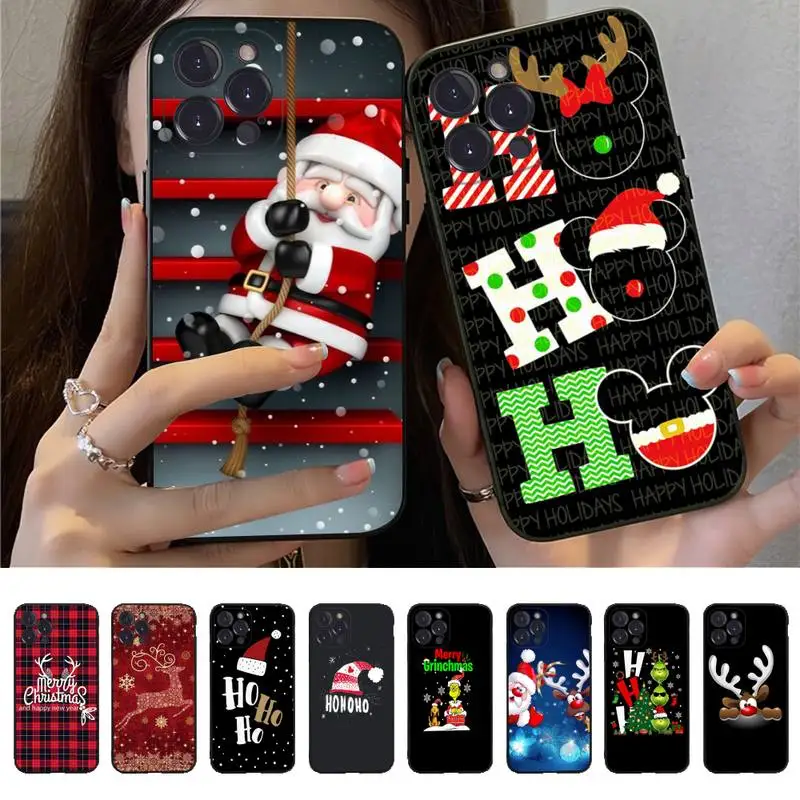 

Lovely Snowman Christmas Cute Deer Phone Case For iPhone 14 13 12 Mini 11 Pro XS Max X XR SE 6 7 8 Plus Soft Silicone Cover