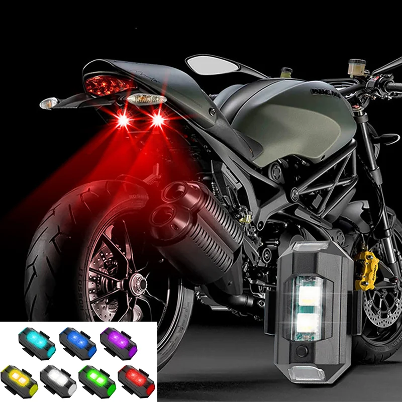 

Universal Motorcycle Anti-collision Warning Light 7 Colors Aircraft Strobe Lights Bicycle Flashing Taillight Car Warning Lamp