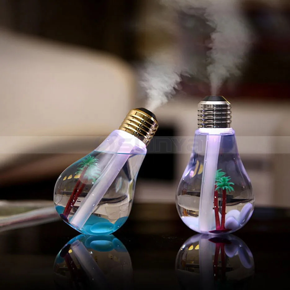 

400ml Bulb Light Mini Portable Usb Ultrasonic Cool Mist Humidifier for Car Home Office