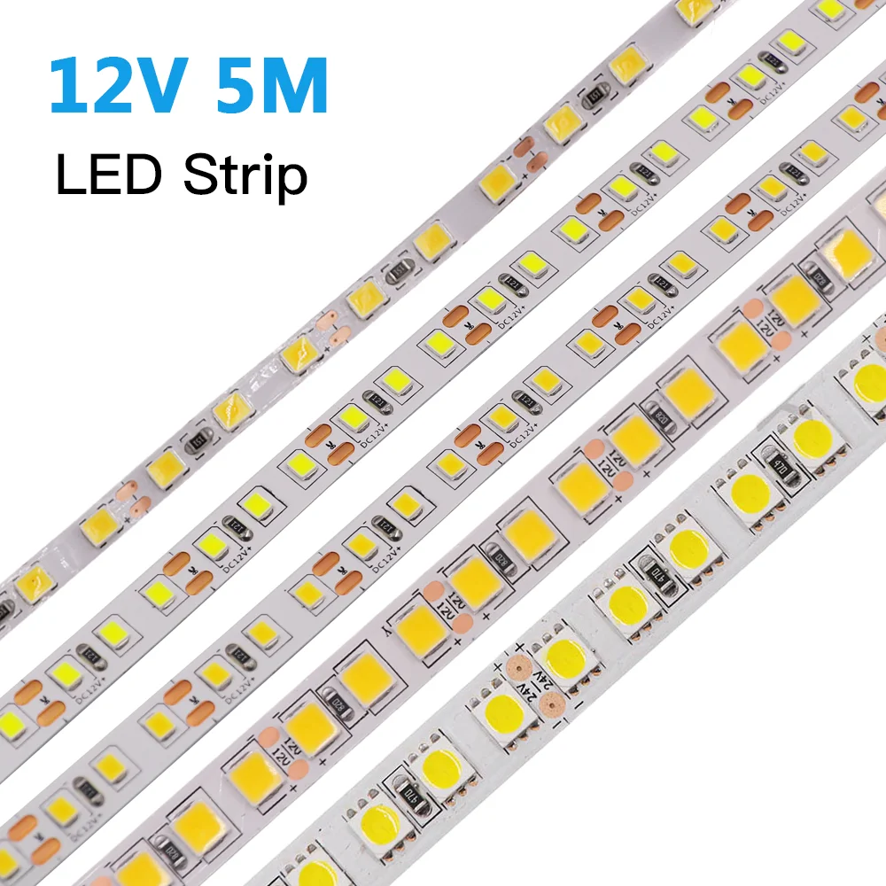 

DC12V LED Strip Light Waterproof 5M 5054 5050 RGB Tape Diode 2835 60 120 240 LEDs/m Flexible Ribbon Rope Lamp for Home Decor