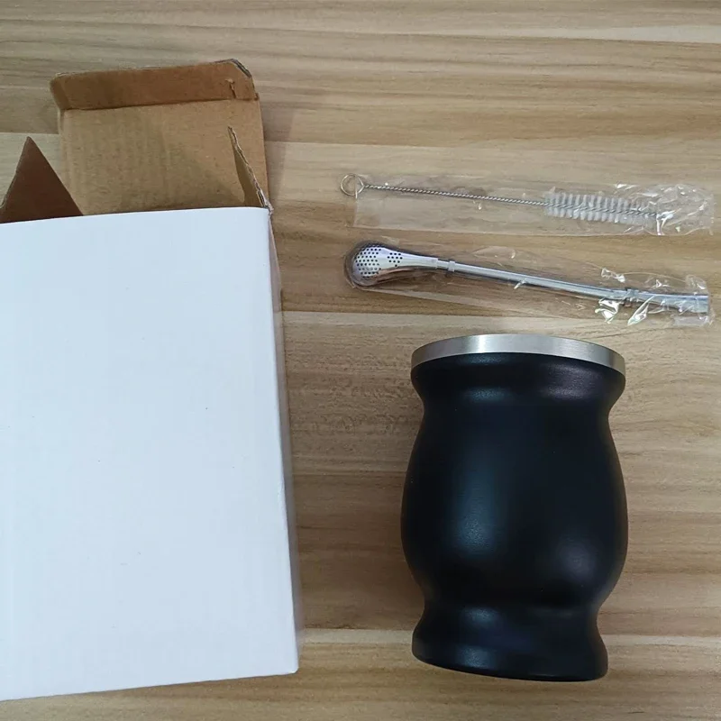 230 мл набор чашек Yerba Mate из нержавеющей стали включает двойную щетку для чистки