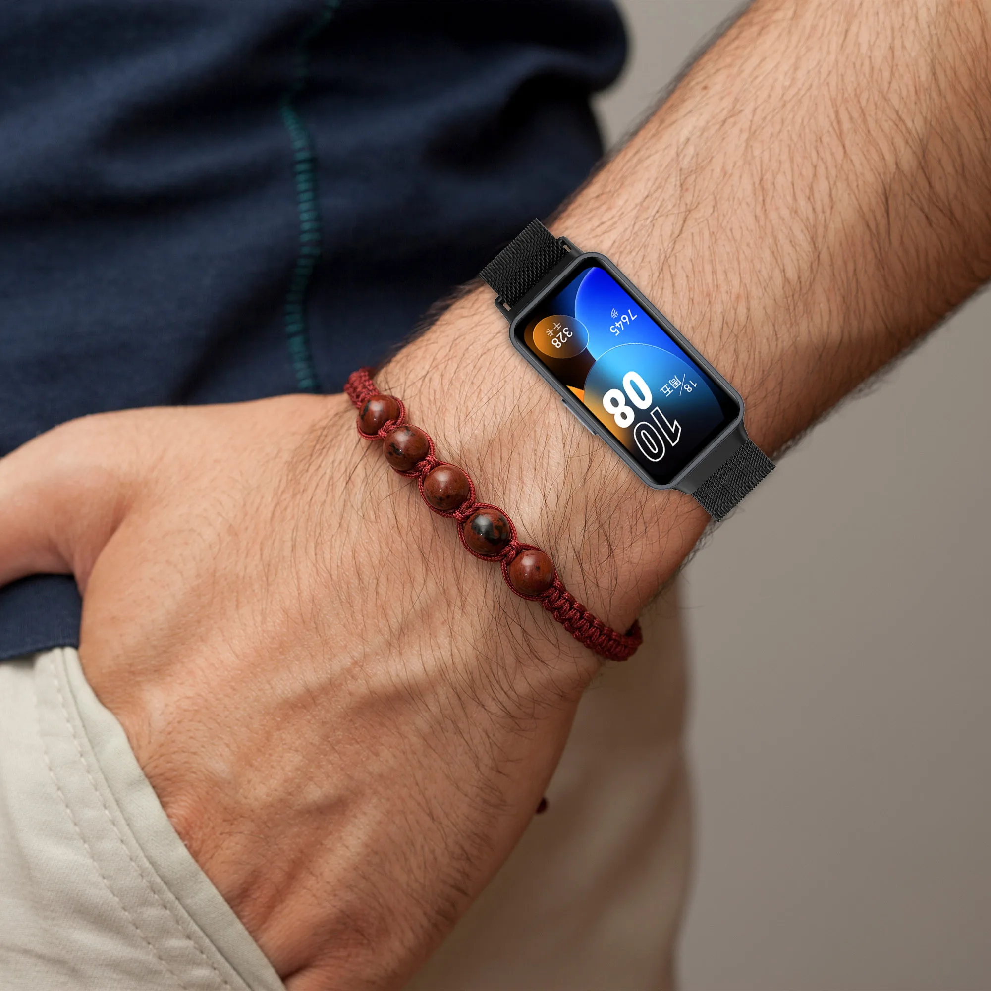 Фото Ремешок Mlianese Loop для умных часов Huawei Band 8, магнитный браслет Correa, металлический браслет из нержавеющей стали, ремешок Huawei Band 8, №5