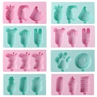silicone ice cream mold with lid and sticks diy popsicle mould artifact fruit animal shape high huality pastry mold kitchen tool