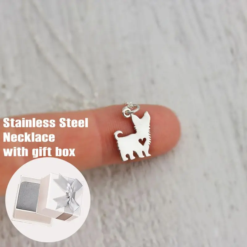 

Cartoon Creative Puppy Dog Yorkshire Terrier Necklace Stainless Steel Cute Pets Dogs Necklaces & Pendants Jewelry for Women