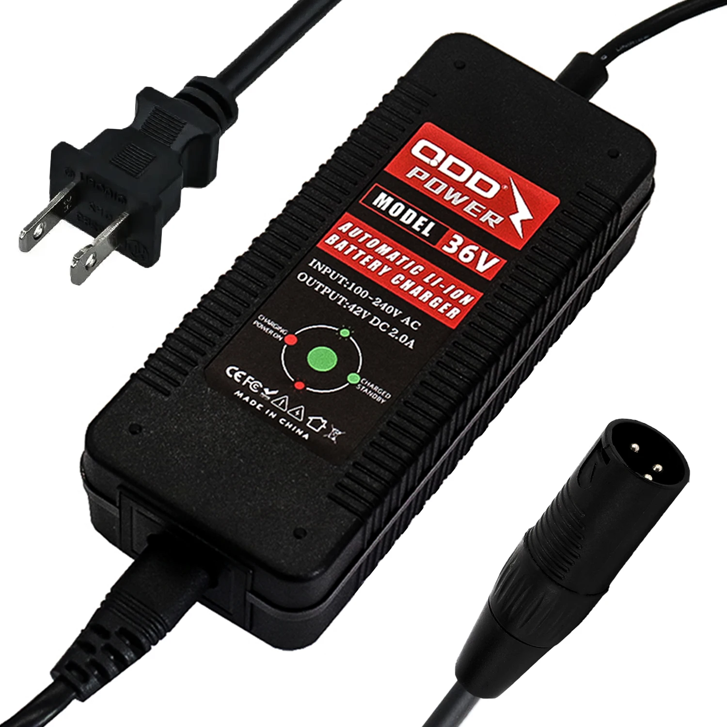 

42V 2A Charger for 10S 37V Lithium Battery Charging 42V Charger with XLR-3Pin Connector Fast Charging 42V Li-ion Charger QDD