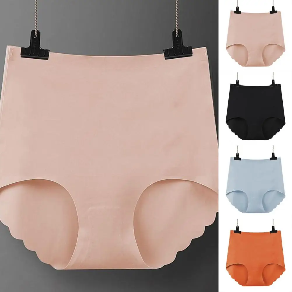 

Women Panties High Waist Breathable Ice Silk Seamless Anti-septic Moisture Wicking High Elasticity Lady Briefs Female Underwear