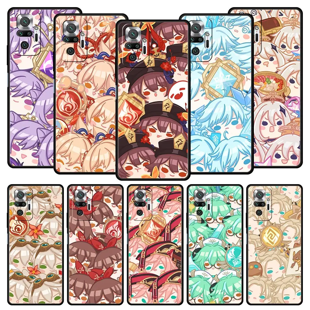 

Kawaii Genshin Impact Anime Phone Case For Xiaomi Redmi Note 10 11 9 8 Pro 10S 9S 7 8T 9T 9A 8A 9C K40 Gaming 11T 5G Back Cover