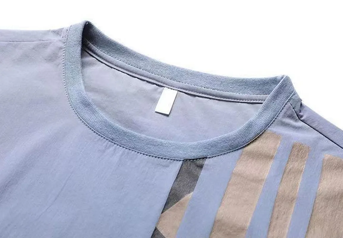 2023 Summer New Ice Silk Suit Male Summer Youth Fashion Brand Short Sleeve T-Shirt Male Loose Pants Casual Sportswear Male