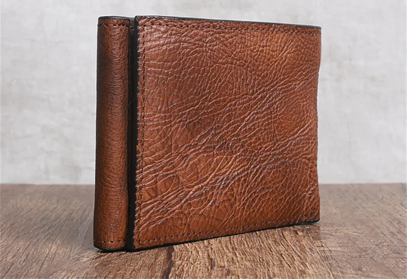 Vintage high-quality genuine leather men's women's wallet casual simple luxury soft natural real cowhide card holder coin purse