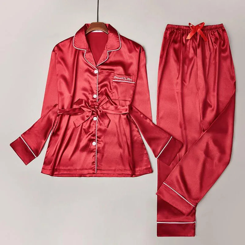 Женская атласная пижама в горошек полоску с длинным рукавом | одежда