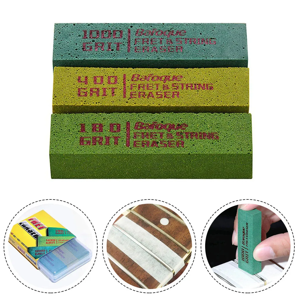 

3pcs/bag Guitar Fret Polishing Erasers Abraisive For Fret Wire 180 400 1000 Grit Maintain Tool Maintaining Tool 9x7.5x2CM