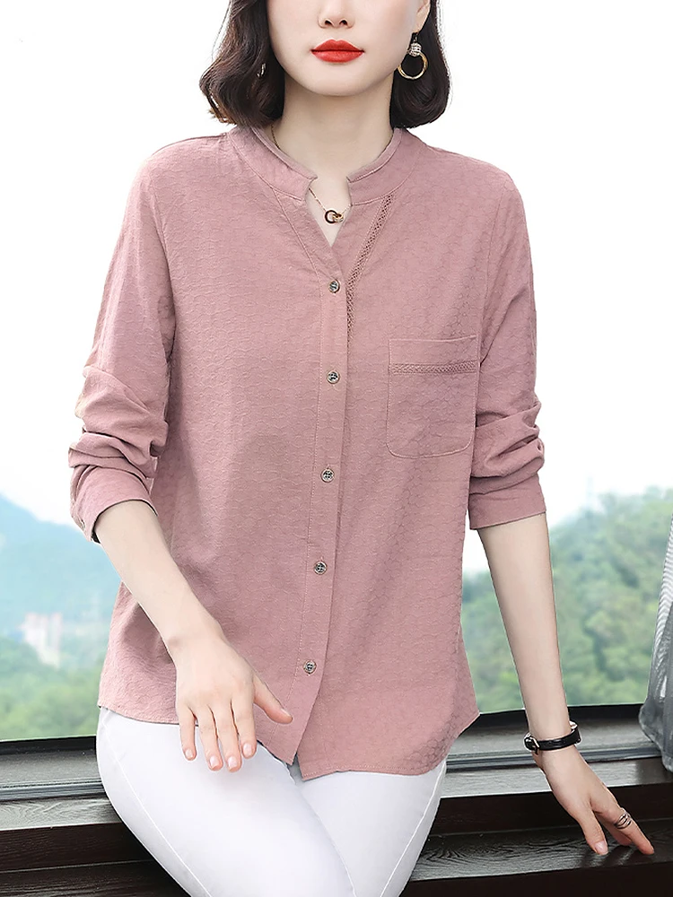 

BOBOKATEER Tops Women 2023 Faux Linen Cotton T Shirt Camisetas De Mujer Button Up Tshirts Elegant Casual Long Sleeve Top Femme