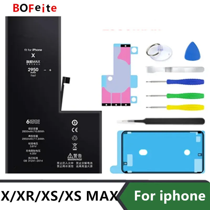 

BoFeite Phone Battery For iPhone X XR XS XSMAX Replacement Bateria Original Capacity BatteriesFree with Repair Tools Kit