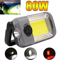 new upgrade portable power usb rechargeable xpgcob led flashlight magnet hook work lantern red light torch built in battery