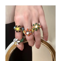 the new original enamel around flowers gold opening ring for woman punk style fine woman jewellery fashion accessories