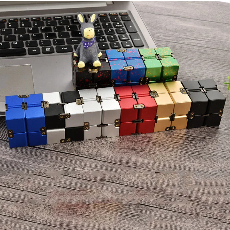 Metal Infinity Cube Fidget Toys Portable Premium Metal Alloy Four Corner Maze Fingertip Stress Relief Cube Toys For Adult Kids enlarge