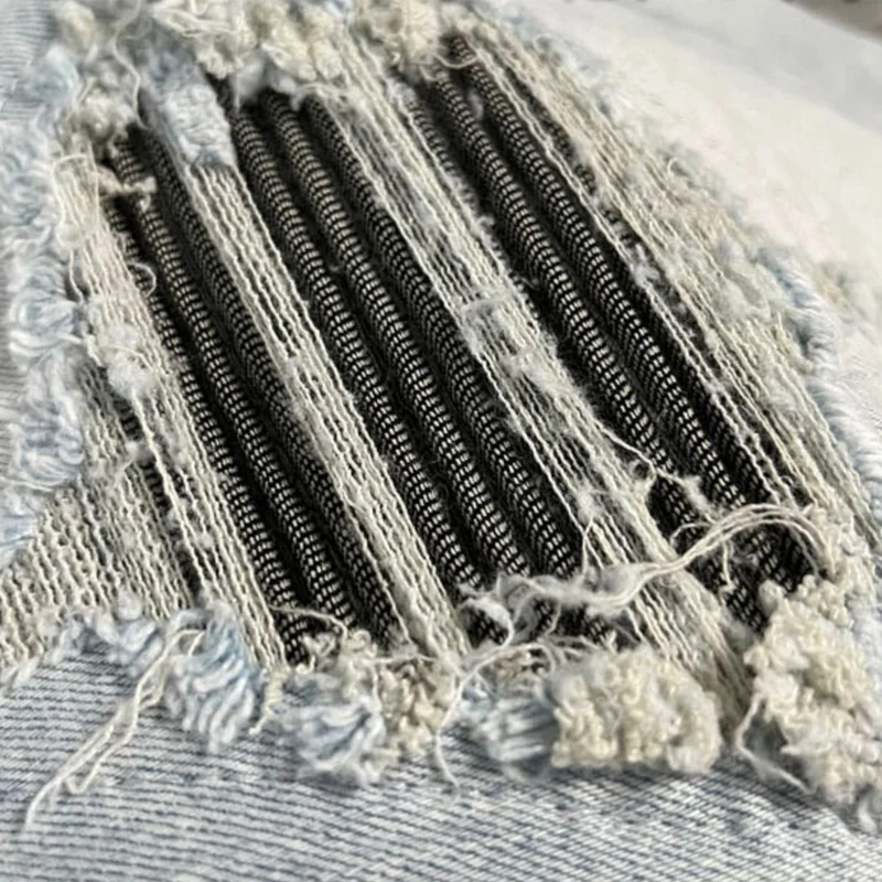 Street Fashion Men Jeans Retro Light Blue Elastic Stretch Skinny Ripped Jeans Men Patched Designer Hip Hop Brand Pants Hombre