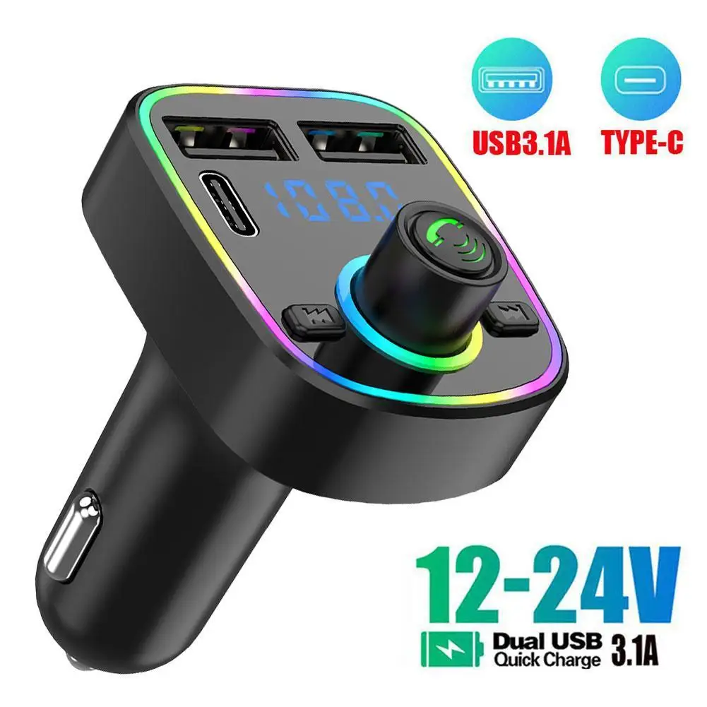 

Bluetooth Car FM Transmitter PD Charger With Ambient Light And Handsfree MP3 Player Car Kit Radio MP3 Player/USB Charger Adapter