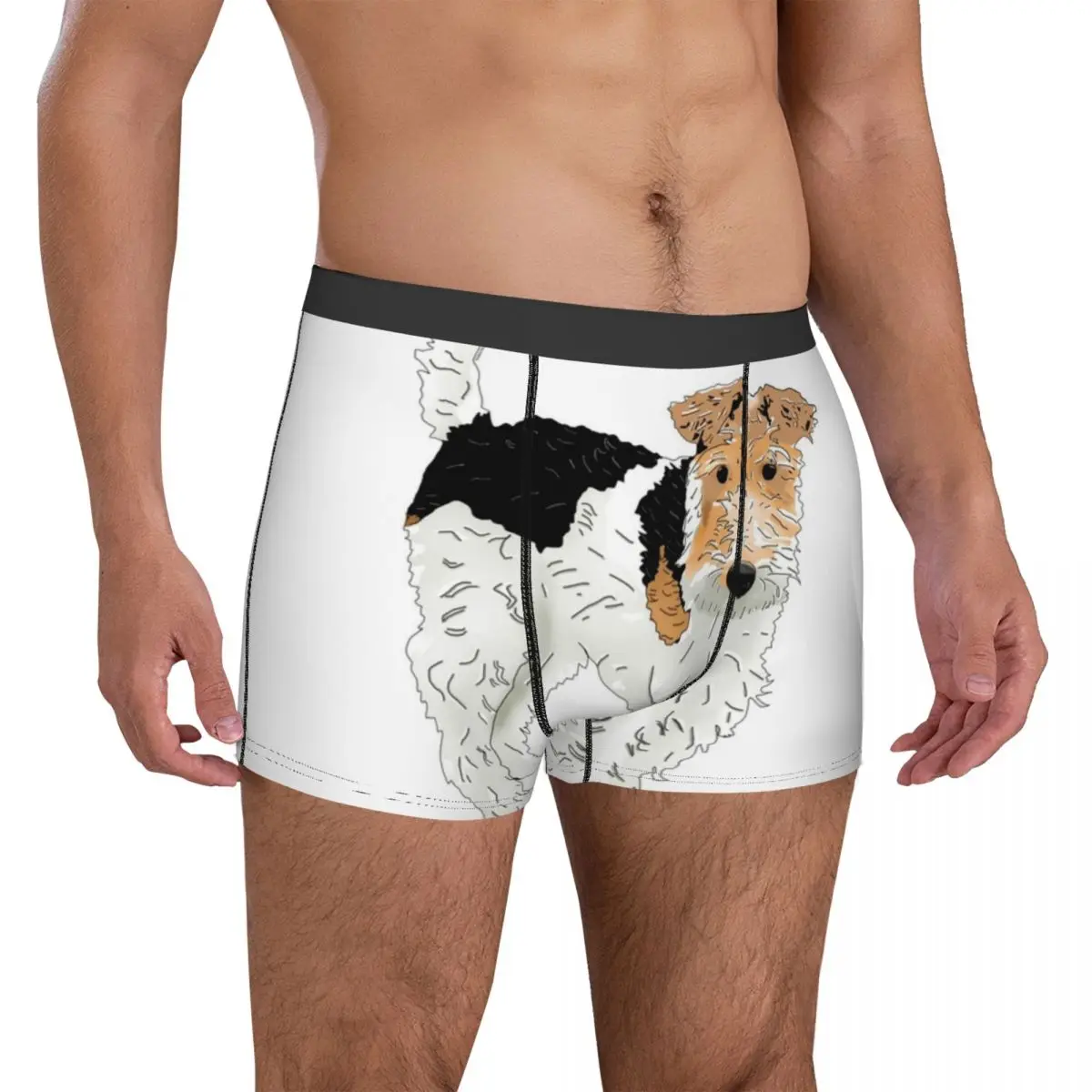 

Wire Fox Terrier Underwear Wire Hair Fox Terrier Men's Panties Print Breathable Boxershorts Trenky Boxer Brief Plus Size 2XL