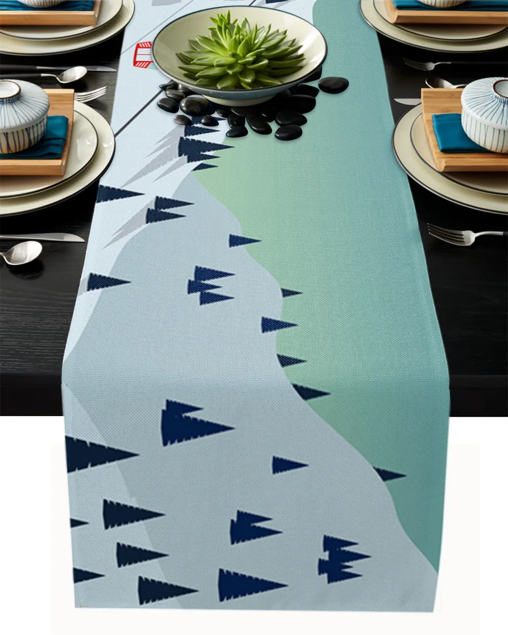 

Snow Mountain Tree Table Runner Table Flag Home Party Decorative Tablecloth Table Runners For Wedding