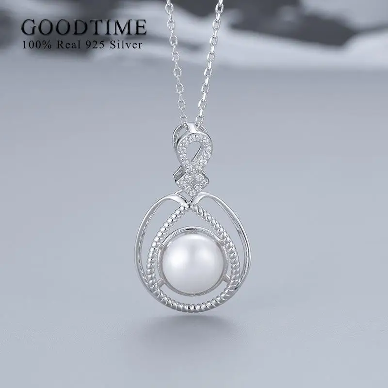 

Fashion Freshwater Pearl Pendant For Woman Girl Pure 100% 925 Sterling Silver Waterdrop Necklace Bride Wedding Jewelry