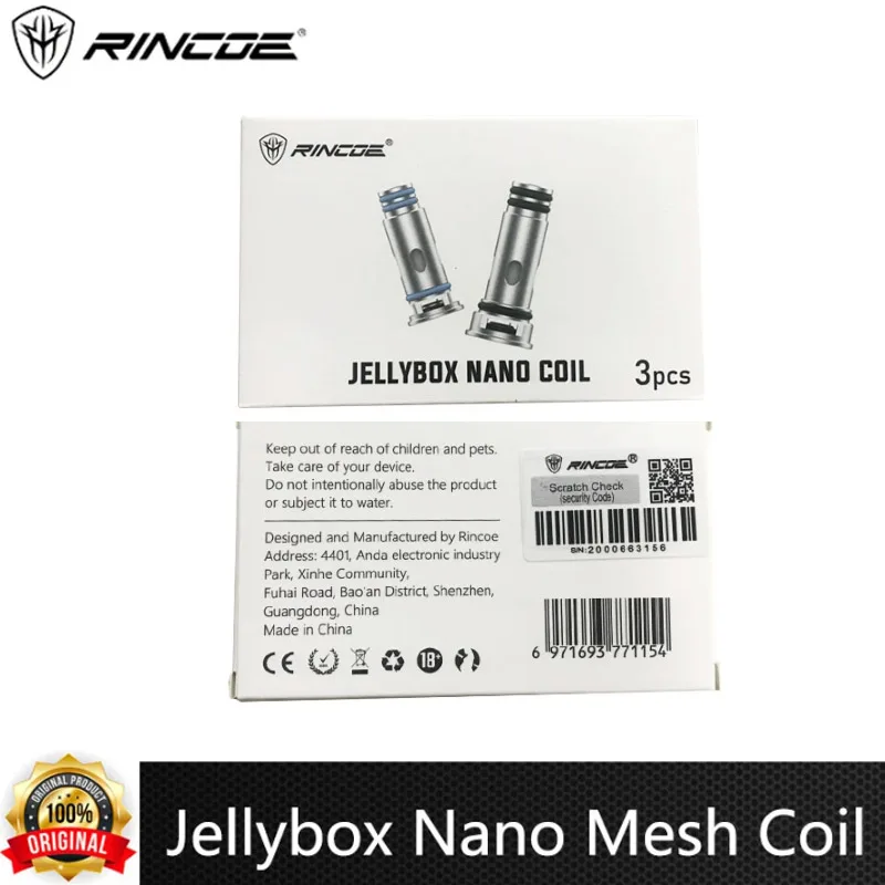 

30pcs/lot Rincoe Jellybox Nano Mesh Coil 0.5/1.0ohm Coil For Rincoe Jellybox Nano / Nano X Vape 2.8ml Empty Pod Cartridge