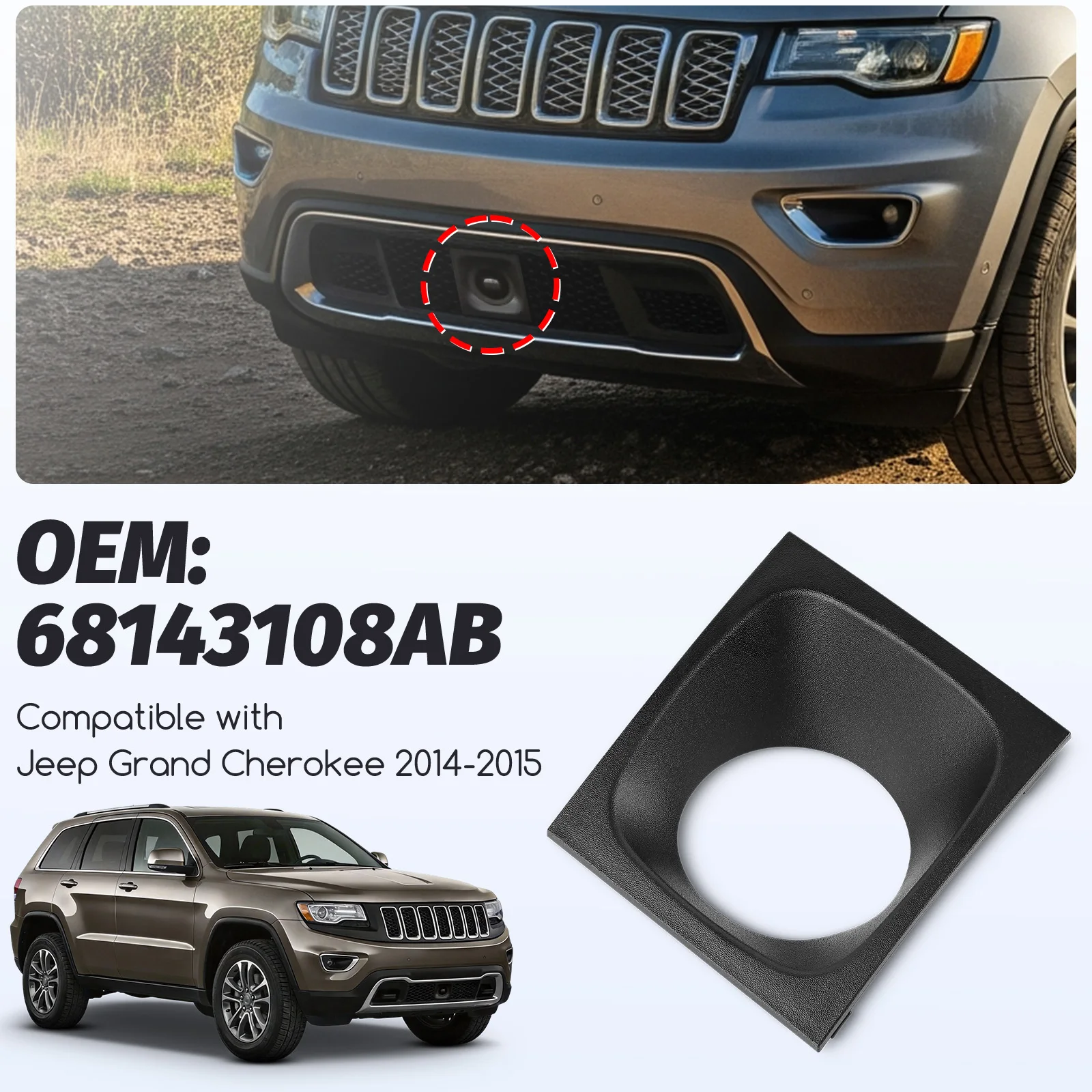 

Для Jeep Grand Cherokee 2014-2015 автомобильная передняя адаптивная лицевая панель круиз-контроля, центральная рамка переднего бампера 68143108AB