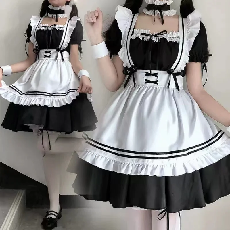 

Black White Lolita Maid Girls Women Lovely Cosplay Costume Outfit Dress Sexy French Apron Servant Uniform Exotic Cafe Maid 4XL