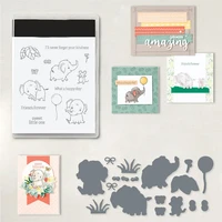new arrival elephant metal cutting dies and clear stamps diy scrapbooking card stencils paper crafts making photo album decor
