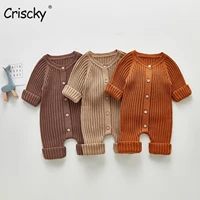 criscky 2022 autumn 6 colors romper newborn infant baby boys girls jumpsuit cute buttons spring clothes knitted outfits