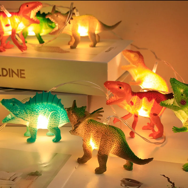 2023 New Creative 10/20 LED Dinosaur String Light Battery Powered Cartoon Christmas Fairy Lights Party Kids Room Decoration Lamp