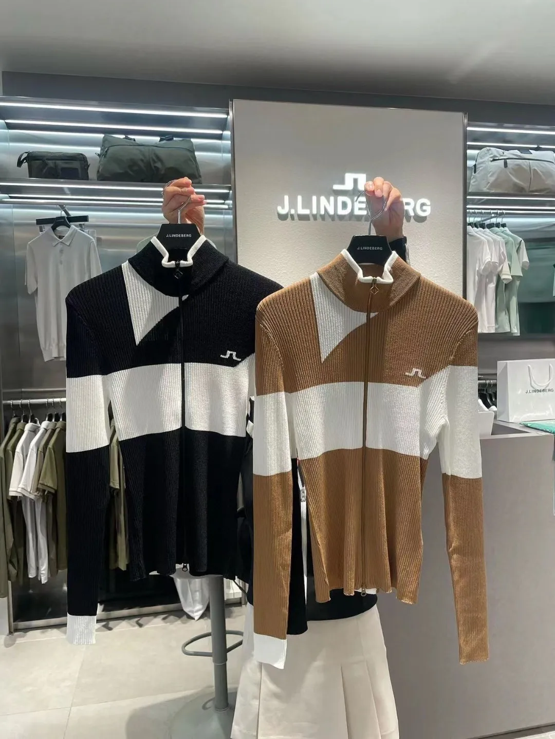 

Женская трикотажная куртка для гольфа, повседневный спортивный кардиган из вискозы с цветными блоками, свитер, одежда для гольфа на осень