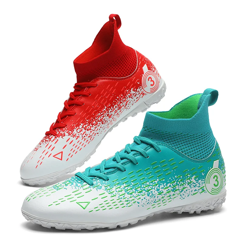 Men's High-Top Soccer Shoes FG/TF Football Boots Chilidren Anti-Slip Grass Training Soccer Cleats Wide Size 31-48 New Arrival