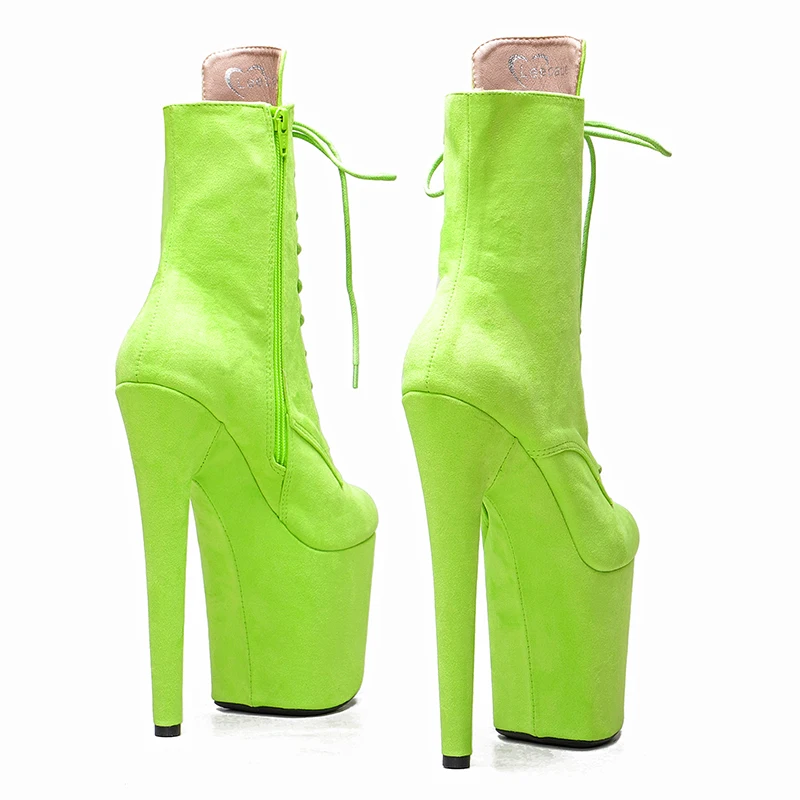 Leecabe Green Suede 20CM /8inch Pole dancing shoes High Heel platform Pole Dance boot