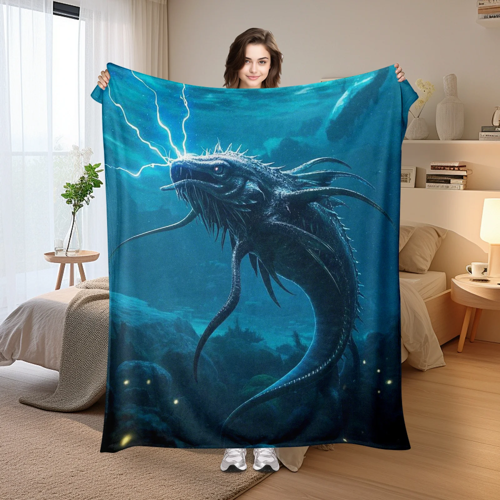 Необычное электрическое одеяло на тему угрей и глубоководства с темным