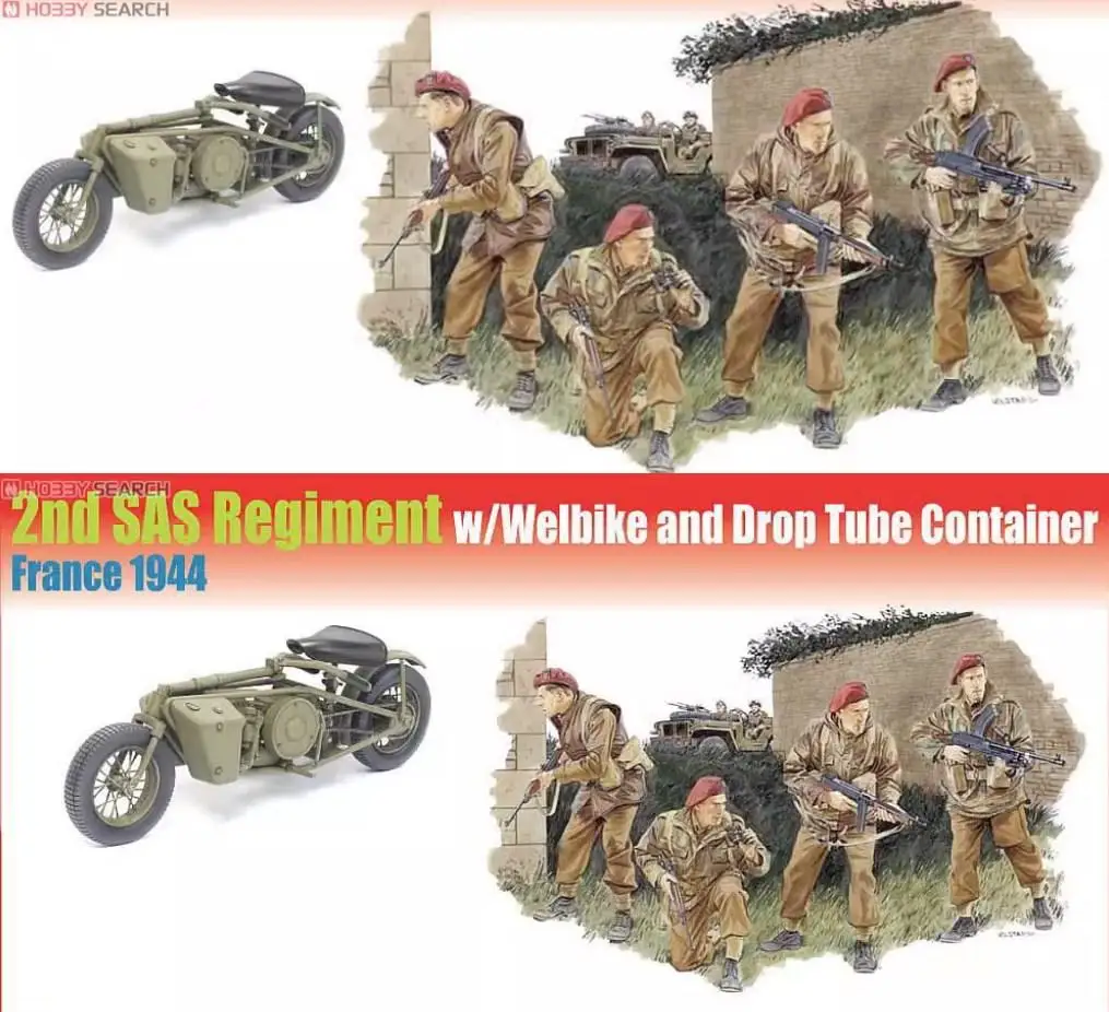 DRAGON 6586 масштаб 1/35 2nd SAS регламент w/Welbike и контейнер для капельных труб Франция 1944