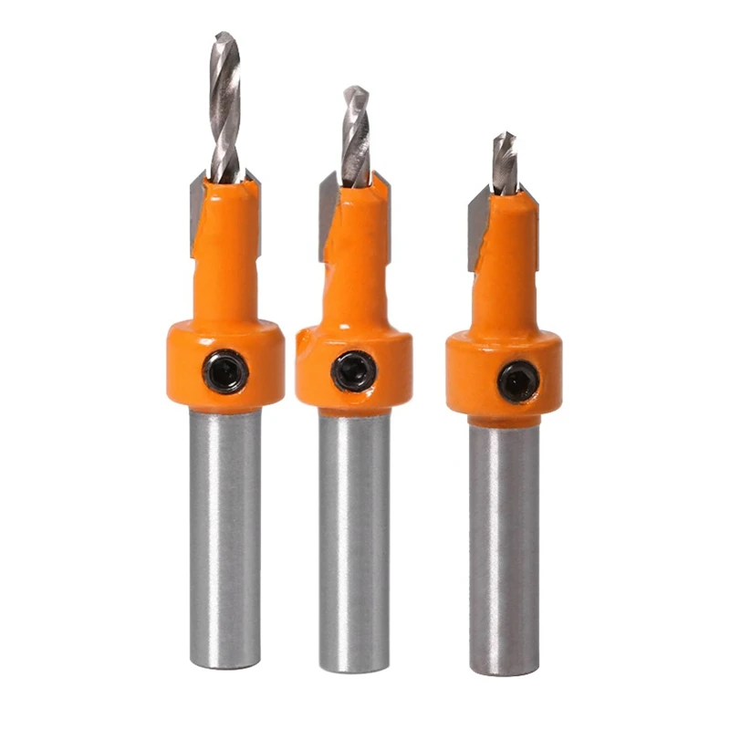

3 Pcs Countersink Drill Bit Set Wood Hole Drill Bit Timber Wood Working Drill Bits With Hex Key For Wood Screw Cutter