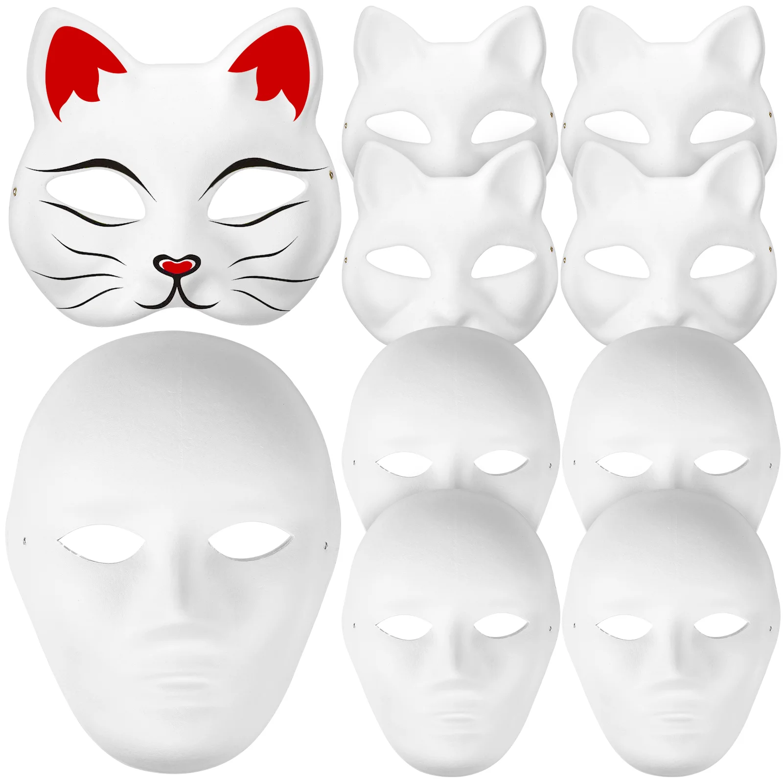 

Mask Masks Diy White Cat Paper Therian Hand Blank Cosplay Costume Masquerade Unpainted Paintable Painted Mache Painting