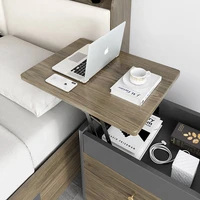 modern new smart square wood movable lifting multifunctional smart bedside table with drawer