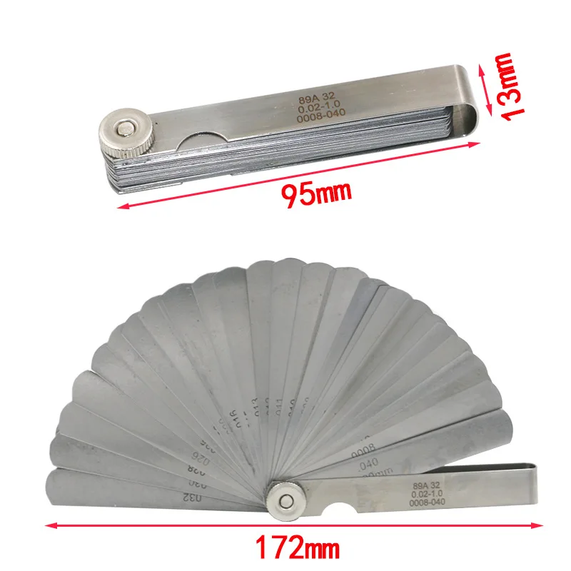 

Feeler Gauge 0.02-1.0mm Plug Gauge Gap Gauge Thickness Gauge Feeler Gauge Single 32 Pcs/set