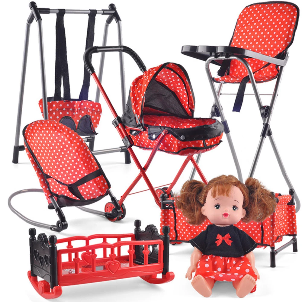 

Детская коляска для кукол, домик-качалка, раскачивающаяся кровать, столовые аксессуары, имитация мебели, игрушечный домик, подарок на день рождения для девочек